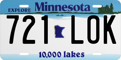 MN license plate 721LOK