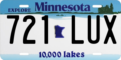 MN license plate 721LUX