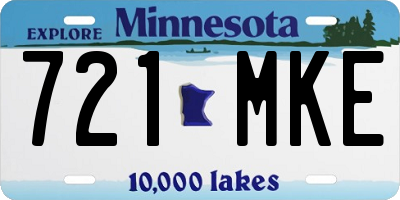MN license plate 721MKE