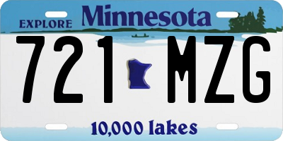 MN license plate 721MZG
