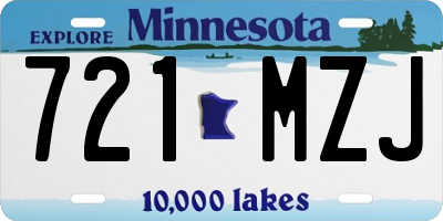 MN license plate 721MZJ