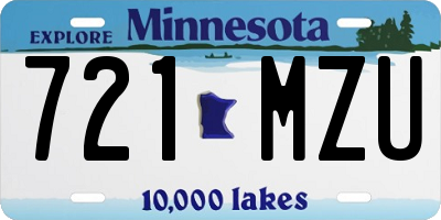 MN license plate 721MZU