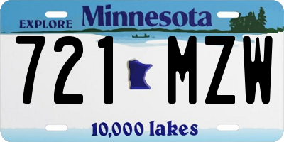 MN license plate 721MZW