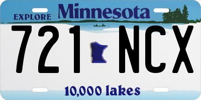 MN license plate 721NCX