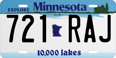 MN license plate 721RAJ