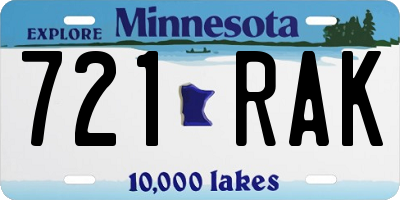 MN license plate 721RAK