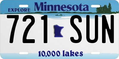 MN license plate 721SUN