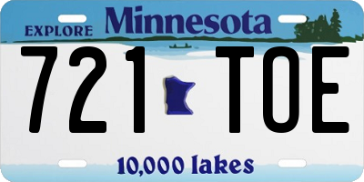 MN license plate 721TOE
