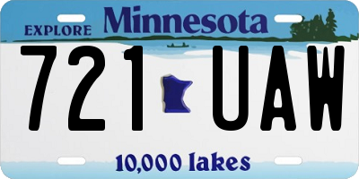 MN license plate 721UAW