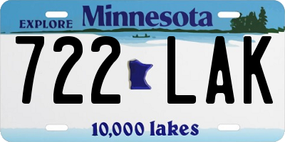 MN license plate 722LAK