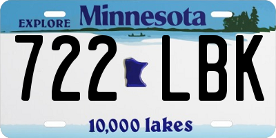 MN license plate 722LBK