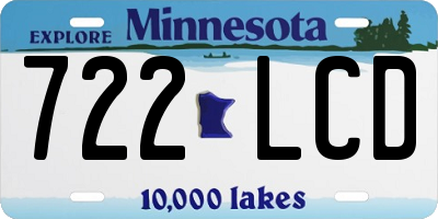 MN license plate 722LCD