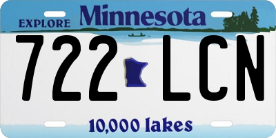 MN license plate 722LCN