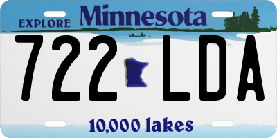 MN license plate 722LDA