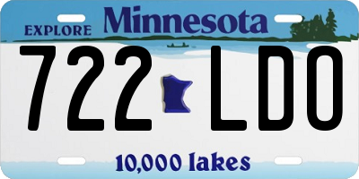 MN license plate 722LDO