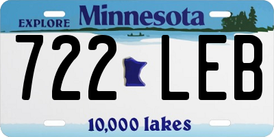 MN license plate 722LEB