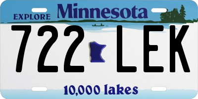 MN license plate 722LEK