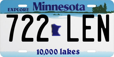 MN license plate 722LEN
