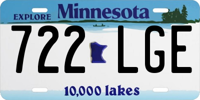 MN license plate 722LGE