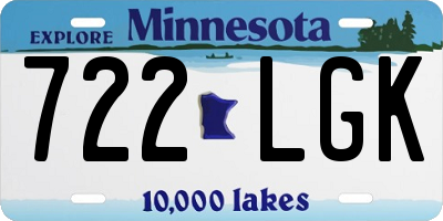 MN license plate 722LGK
