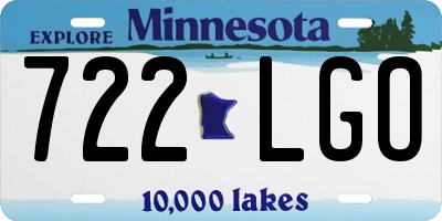 MN license plate 722LGO