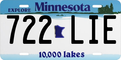 MN license plate 722LIE