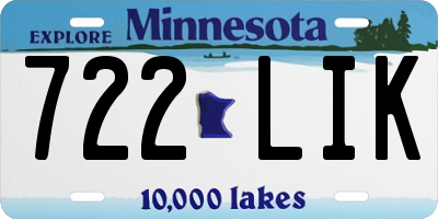 MN license plate 722LIK