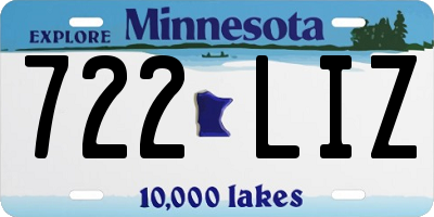 MN license plate 722LIZ