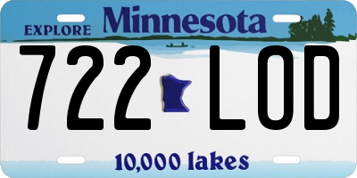 MN license plate 722LOD