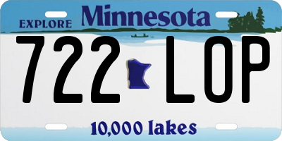 MN license plate 722LOP
