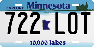 MN license plate 722LOT