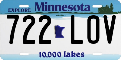 MN license plate 722LOV