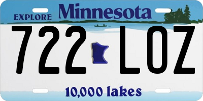 MN license plate 722LOZ