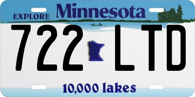 MN license plate 722LTD