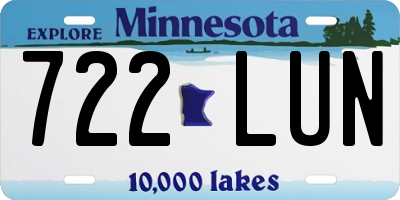 MN license plate 722LUN