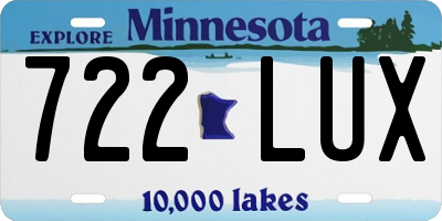 MN license plate 722LUX