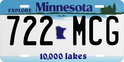 MN license plate 722MCG