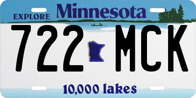 MN license plate 722MCK