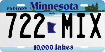 MN license plate 722MIX