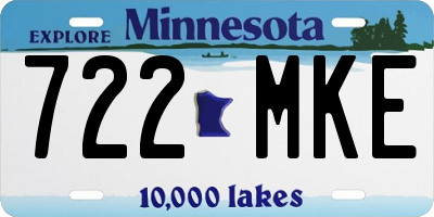 MN license plate 722MKE