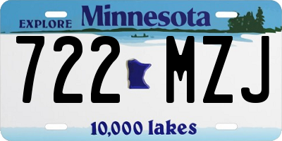 MN license plate 722MZJ