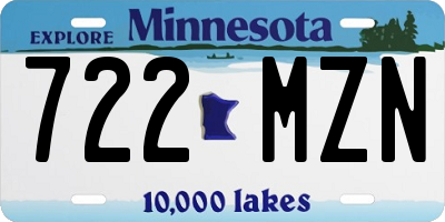 MN license plate 722MZN