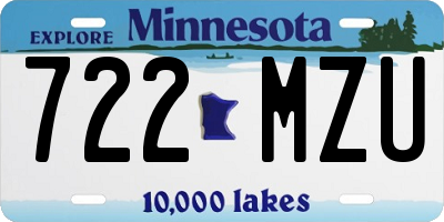 MN license plate 722MZU