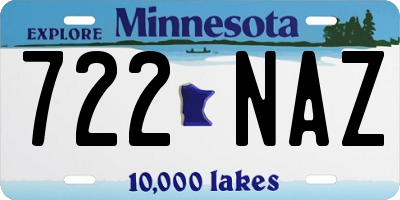 MN license plate 722NAZ