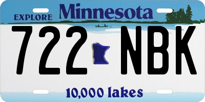 MN license plate 722NBK