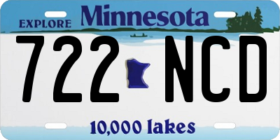 MN license plate 722NCD