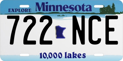 MN license plate 722NCE