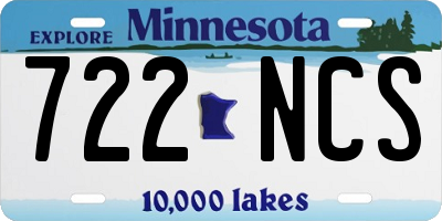 MN license plate 722NCS