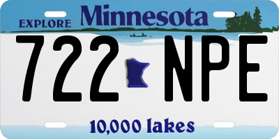 MN license plate 722NPE