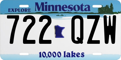 MN license plate 722QZW